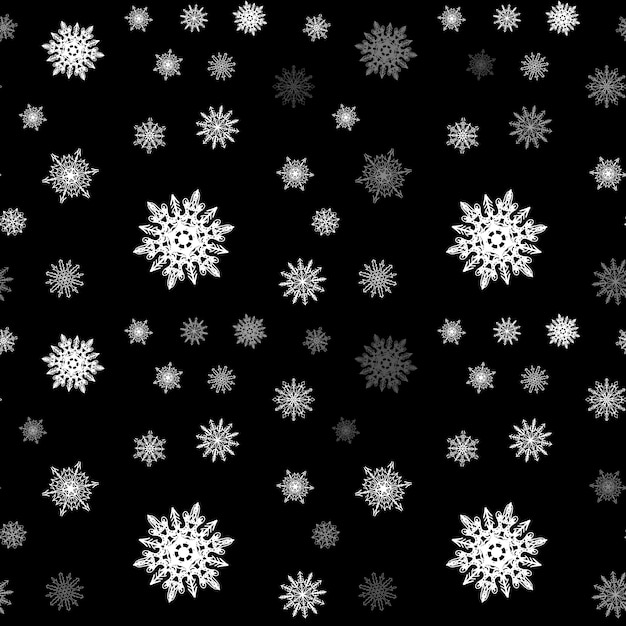 Christmas snowflake seamless pattern with tiled falling snow