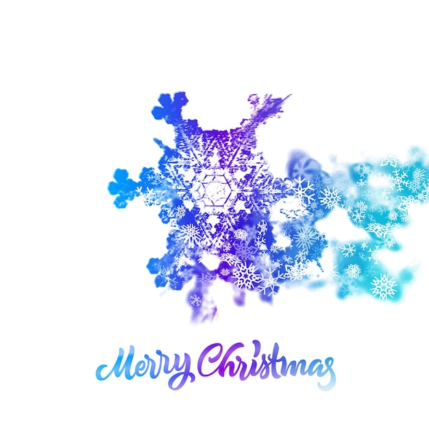 Christmas snowflake with double exposure effect adding falling snow