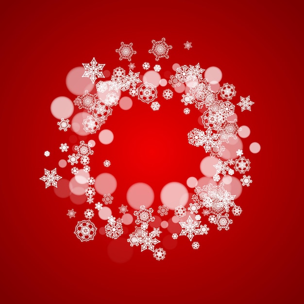 Christmas snowflakes on red background