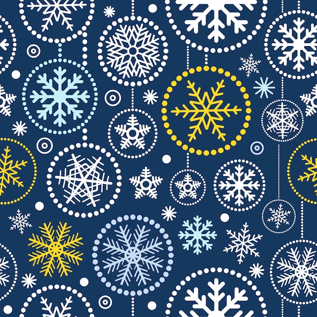 Christmas snowflakes seamless pattern Merry Christmas and Happy New Year