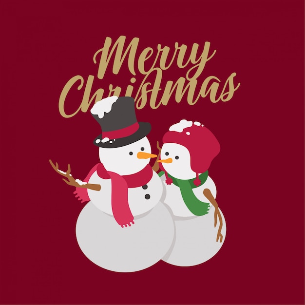 Christmas snowman couple