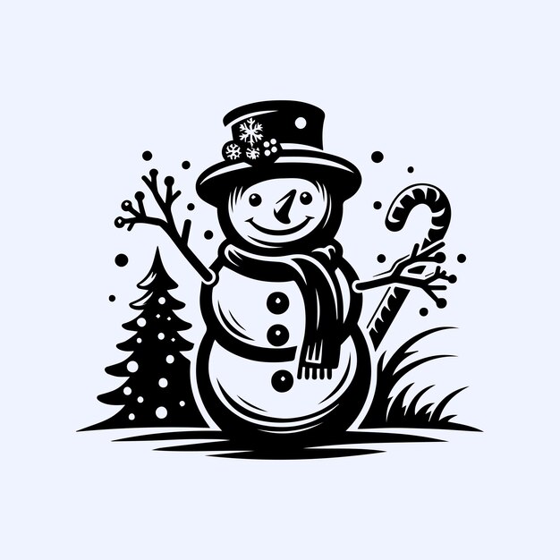 Vector christmas snowman silhouette vector illustration design