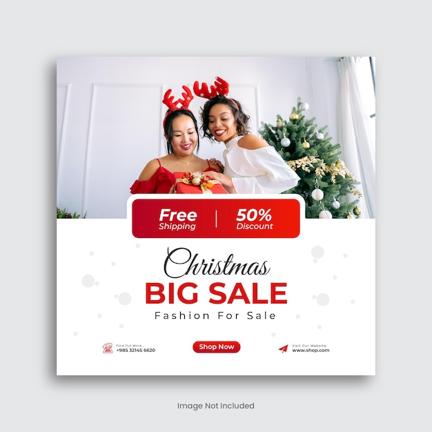 Christmas Social Media Post or Instagram story post template design Premium Vector