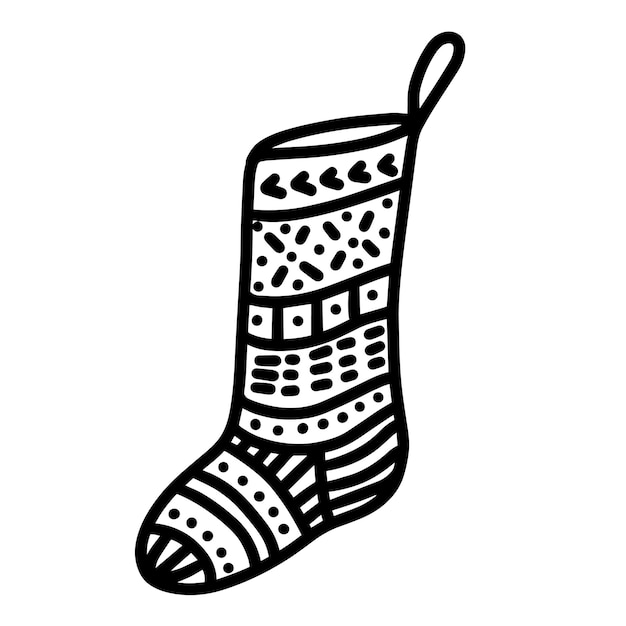 Christmas sock hand drawn vector illustration