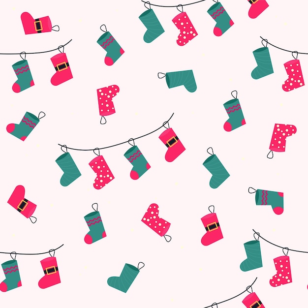 Christmas sock pattern for presents Vector