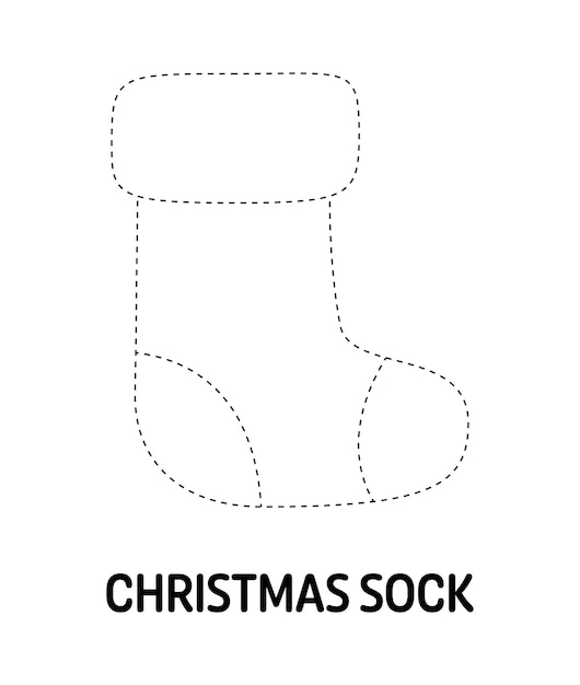 Christmas Sock tracing worksheet for kids