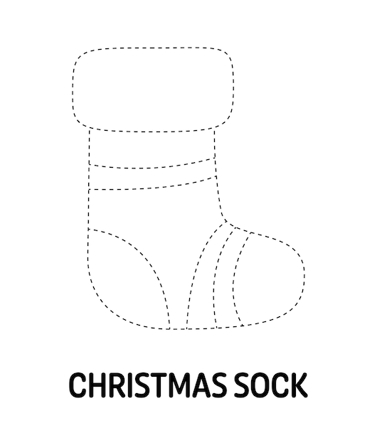 Christmas Sock tracing worksheet for kids