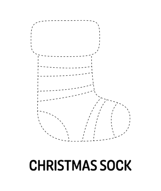 Christmas Sock tracing worksheet for kids