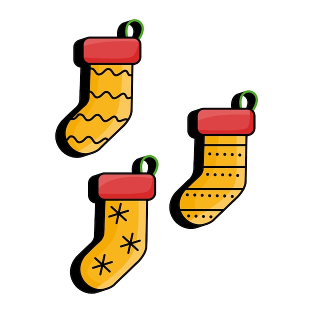 christmas socks vector set design