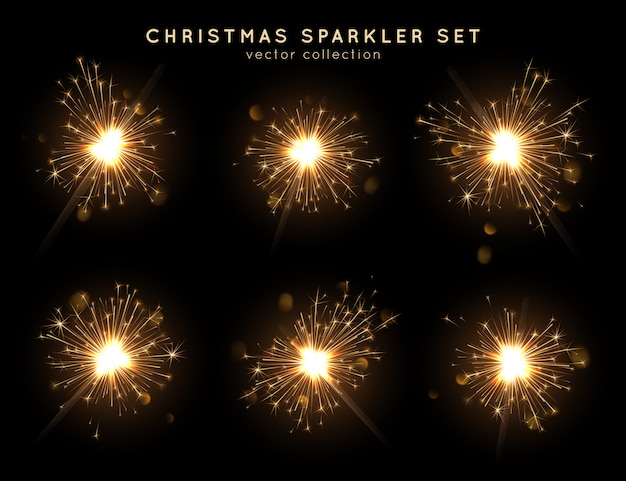 Christmas sparkler set, Different stages of burning.