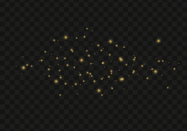 Christmas sparkles, bokeh lights effect, dust sparks, bright stars shine on a background. Vector.