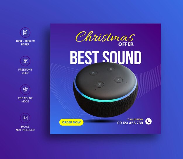 Vector christmas speaker sale social media instagram post banner design template