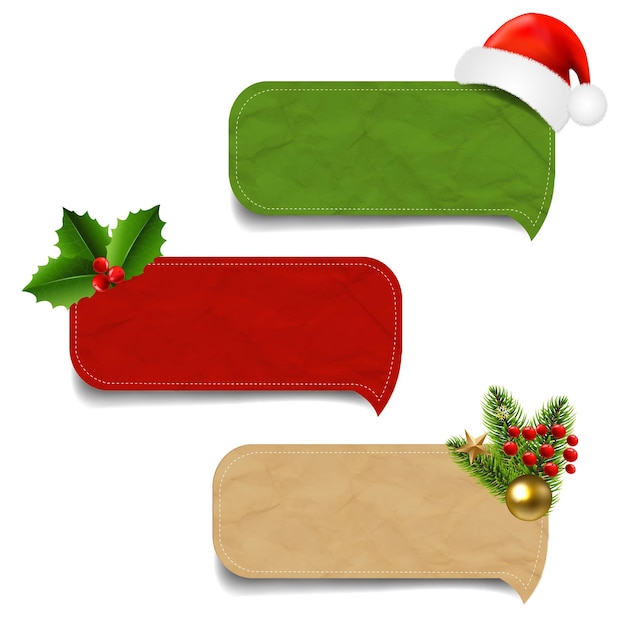 Christmas Speech Bubbles Set White Background With Gradient Mesh, Vector Illustration