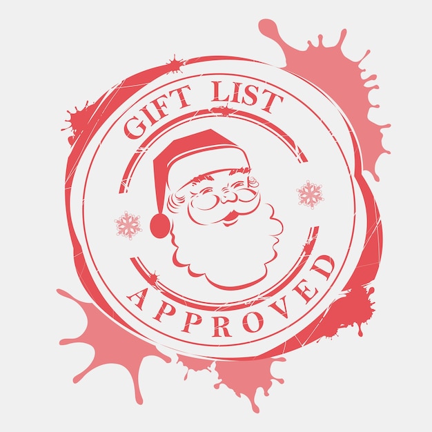 Christmas stamp with large stains blots and silhouette of Santa Claus