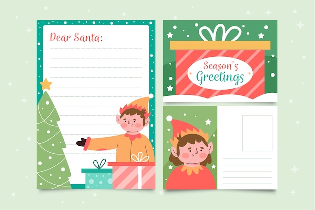 Christmas stationery template in flat design