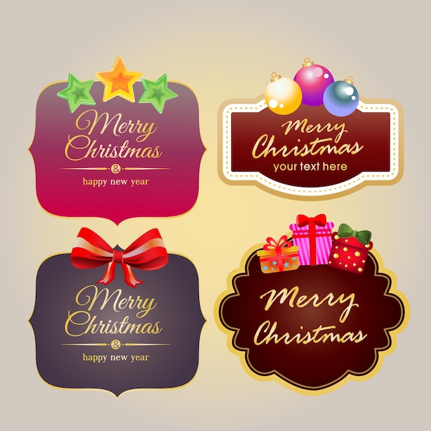 christmas stickers with decoration