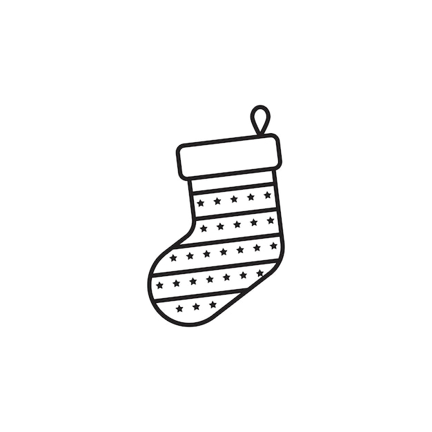 Christmas stocking line icon new year and merry christmas xmas sock icon