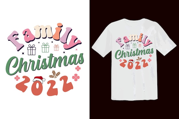 Christmas SVG Groovy retro shirt. Christmas family 2022 gift t shirt design.