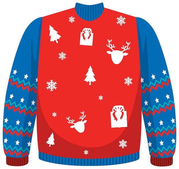 Christmas sweater in cartoon style isolated