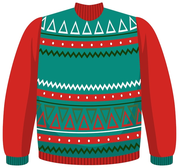 Vector christmas sweater in cartoon style isolated