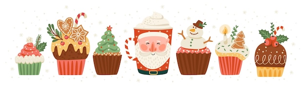 Christmas sweet and drink Isolated illustration