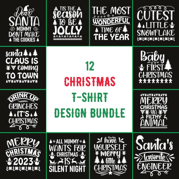 Vector christmas t shirt bundle christmas tshirt design bundle christmas tshirt christmas design