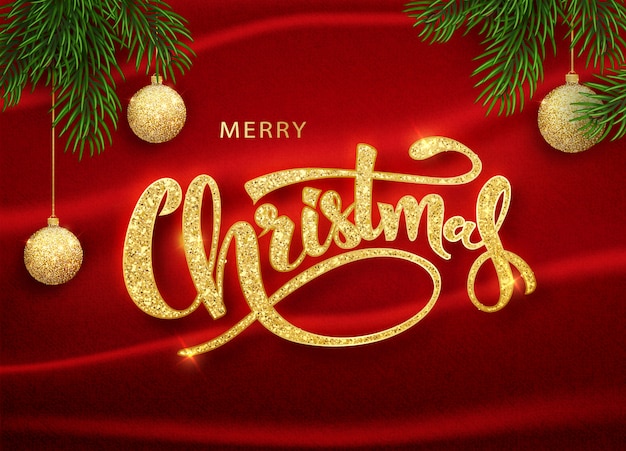 Christmas   template. Calligraphic Merry Christmas Lettering Decorated. Christmas poster template.   