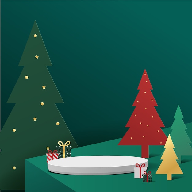 Christmas themed podium illustration