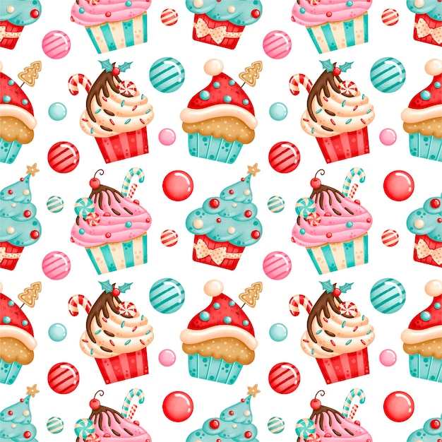 Christmas themed seamless pattern