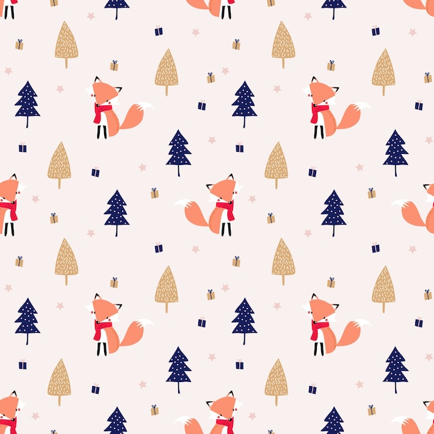 Christmas themed seamless pattern