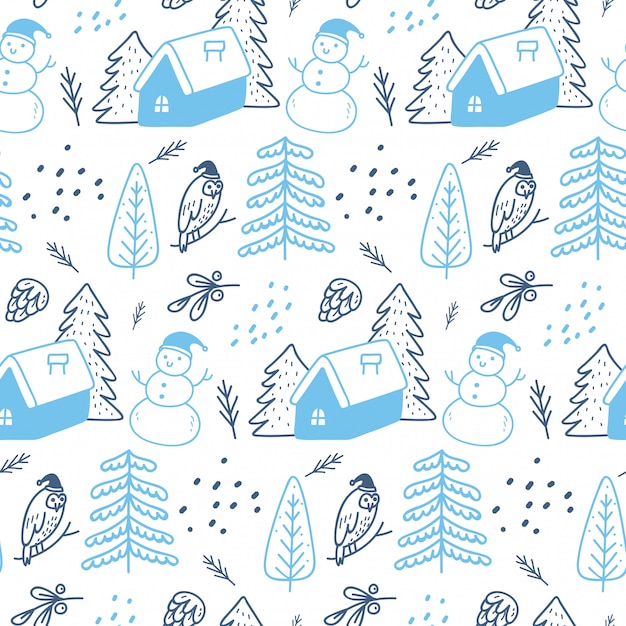 Christmas themed seamless pattern