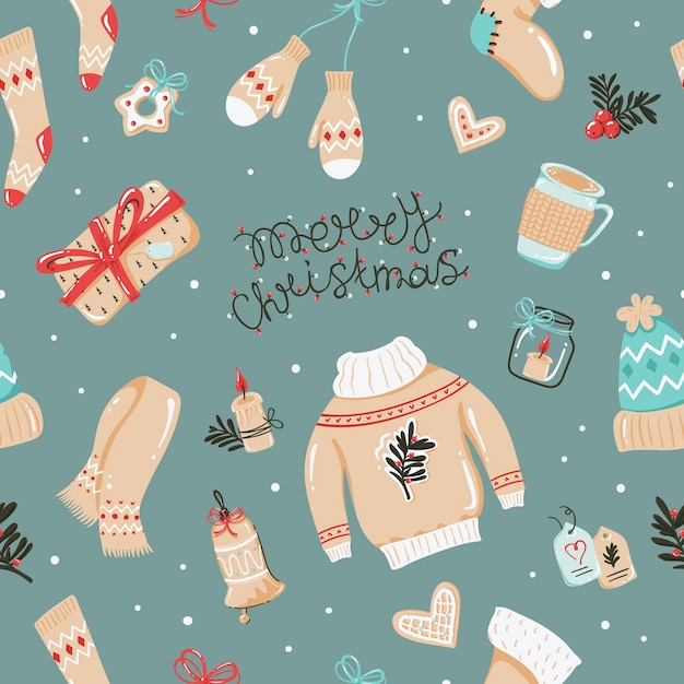 Christmas themed seamless pattern