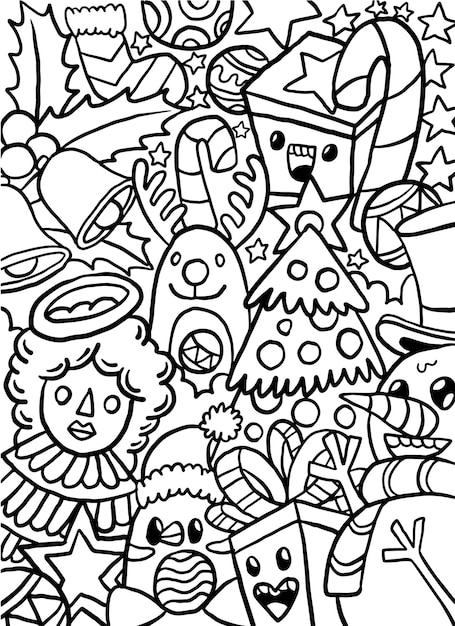 Christmas Things Doodle Coloring page