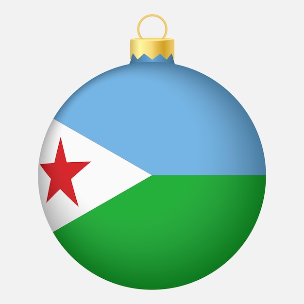 Christmas tree ball with Djibouti flag Icon for Christmas holiday