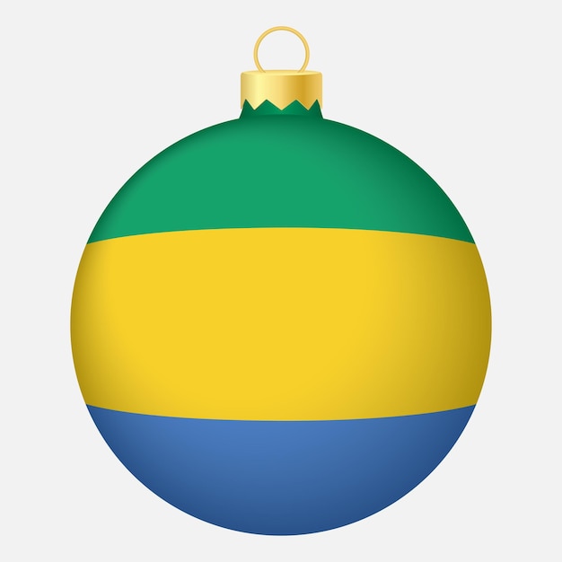 Christmas tree ball with Gabon flag Icon for Christmas holiday