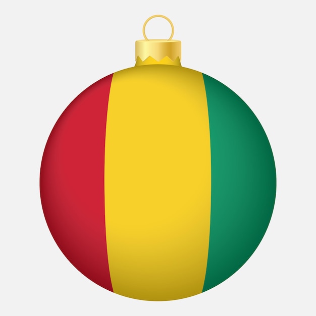 Christmas tree ball with Guinea flag Icon for Christmas holiday