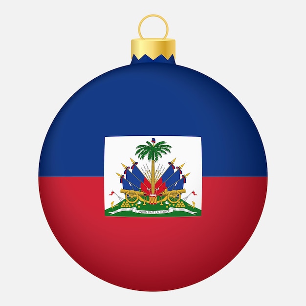 Christmas tree ball with Haiti flag Icon for Christmas holiday