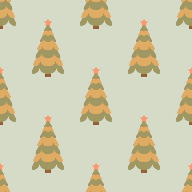 Christmas Tree Boho Seamless Pattern Abstract Modern Merry Christmas Background