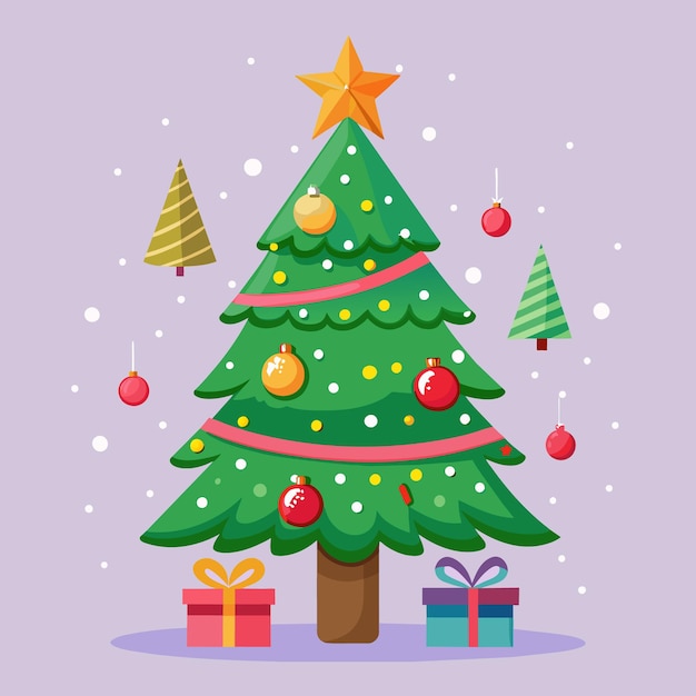 Christmas Tree cartoon vector Illustration flat style artwork concept