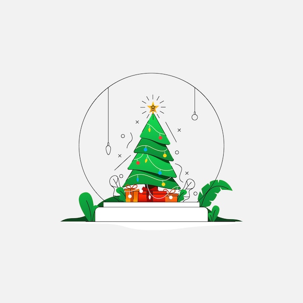 Christmas Tree in circle 