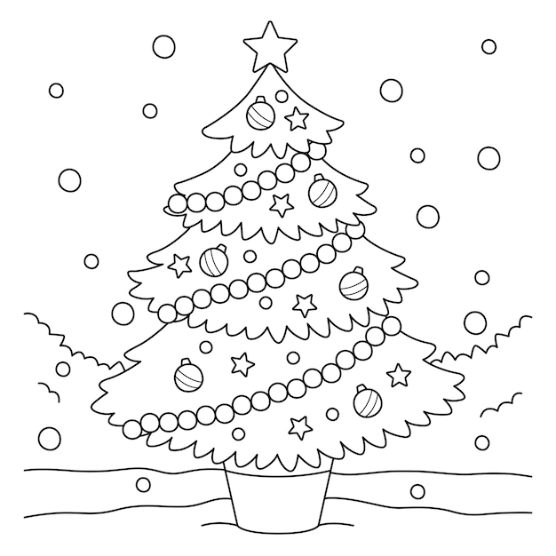 Christmas Tree Coloring Page for Kids