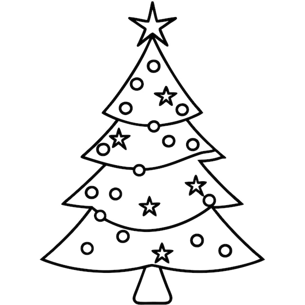 Vector christmas tree coloring page