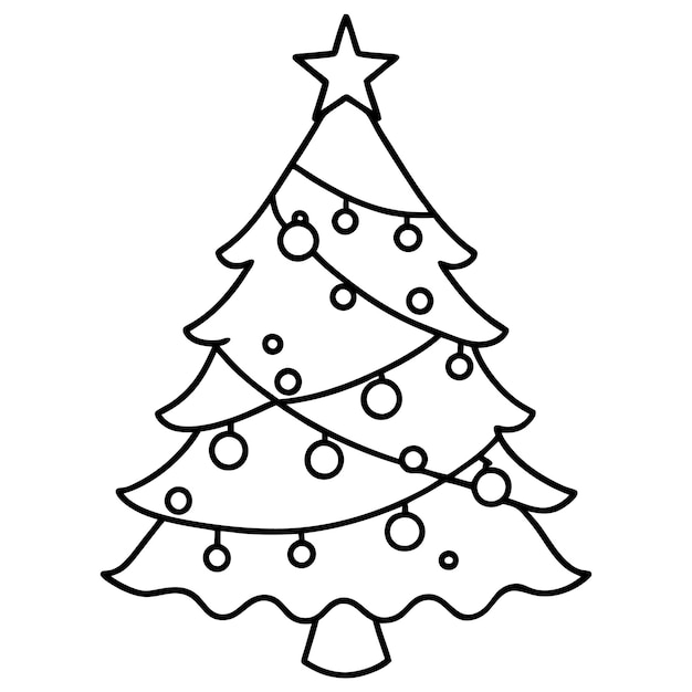 Vector christmas tree coloring page