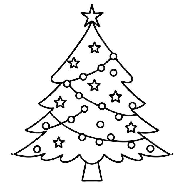 Vector christmas tree coloring page