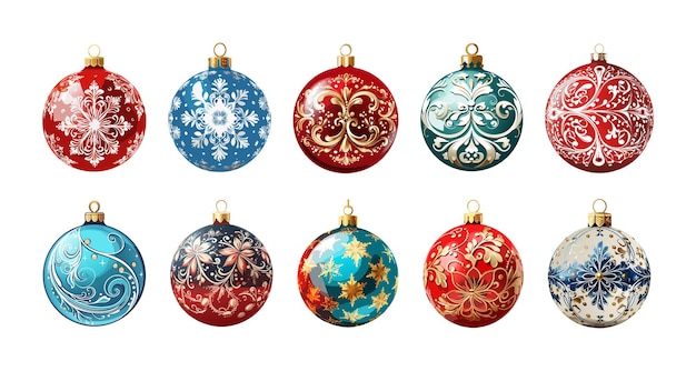 Christmas tree decorations christmas ball patterned christmas ball vector illustration