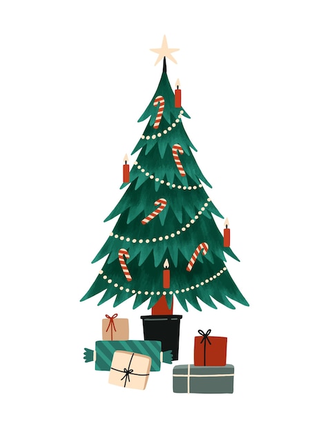 Christmas tree flat vector illustration