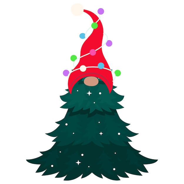 Christmas tree gnome. christmas tree with santa claus