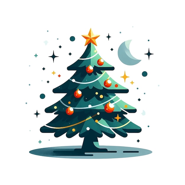 Vector christmas tree graphic hd illustration highquality vector white and green happy christmas day