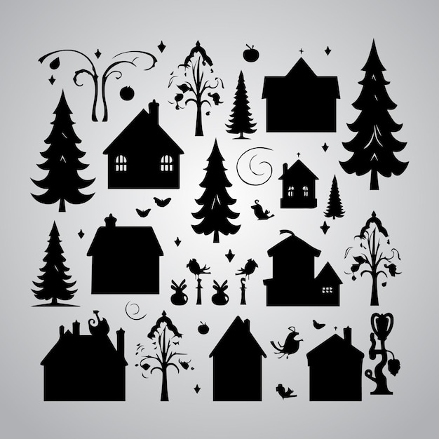 Christmas Tree graphic illustration winter nature Christmas house vector design beautiful xmas gift