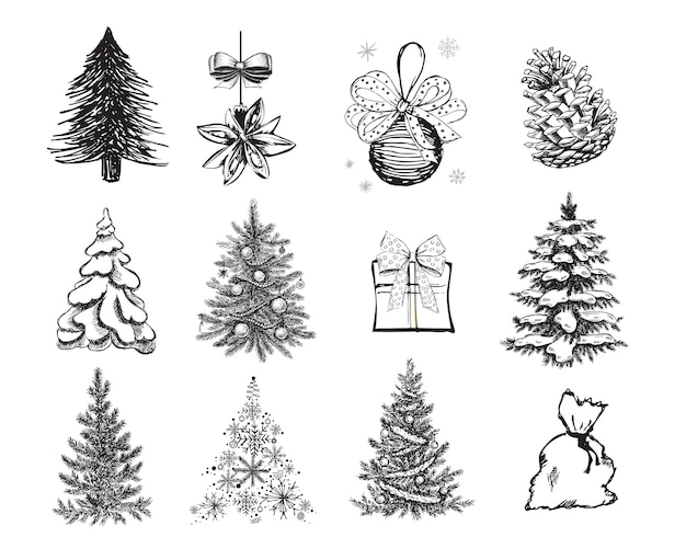 Christmas tree hand drawn illustration